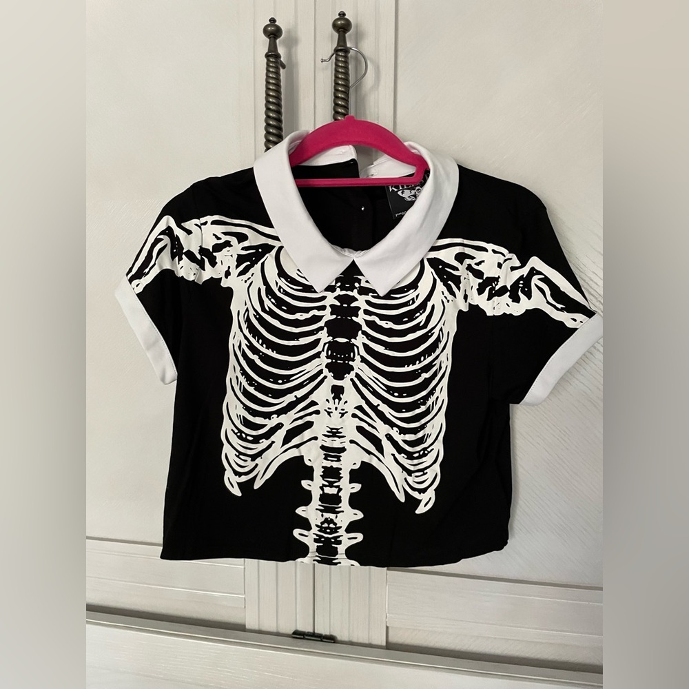 Killstar Skeleton Wednesday Collar Top- Extra Large- Excellent Condition!